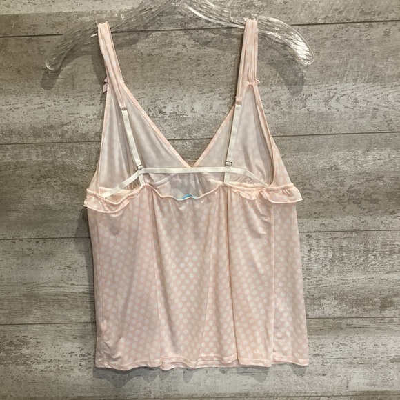 Betsey Johnson 2 Piece Pink White Polka Dot Silky Pajama Set Large - Picture 3 of 7